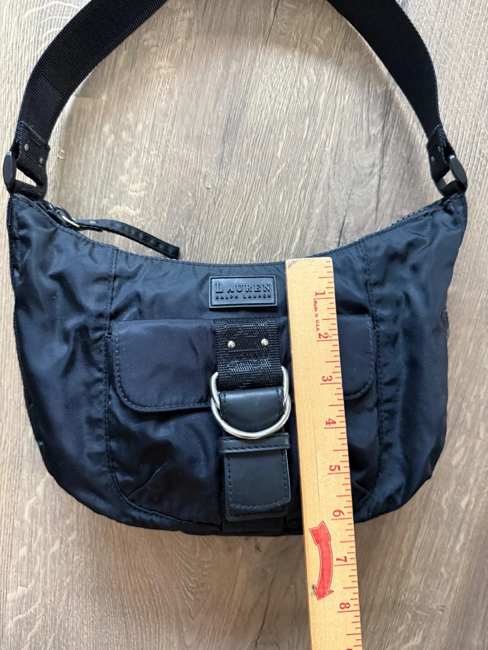 Lauren Ralph Lauren Black nylon Shoulder Hobo with Buckle Detail